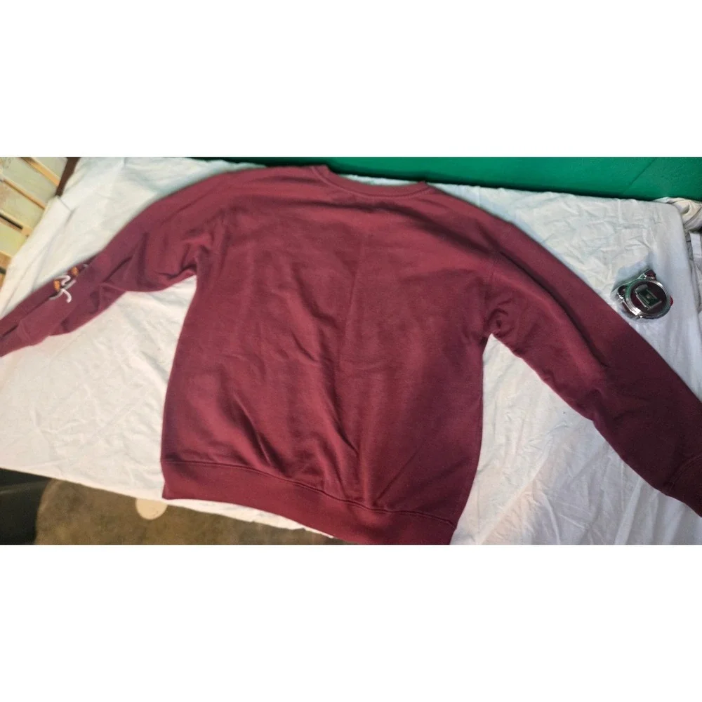 Peanuts Fall Autumn Sweatshirt Girls Maroon Snoopy Woodstock Leaves Girls M 8/10